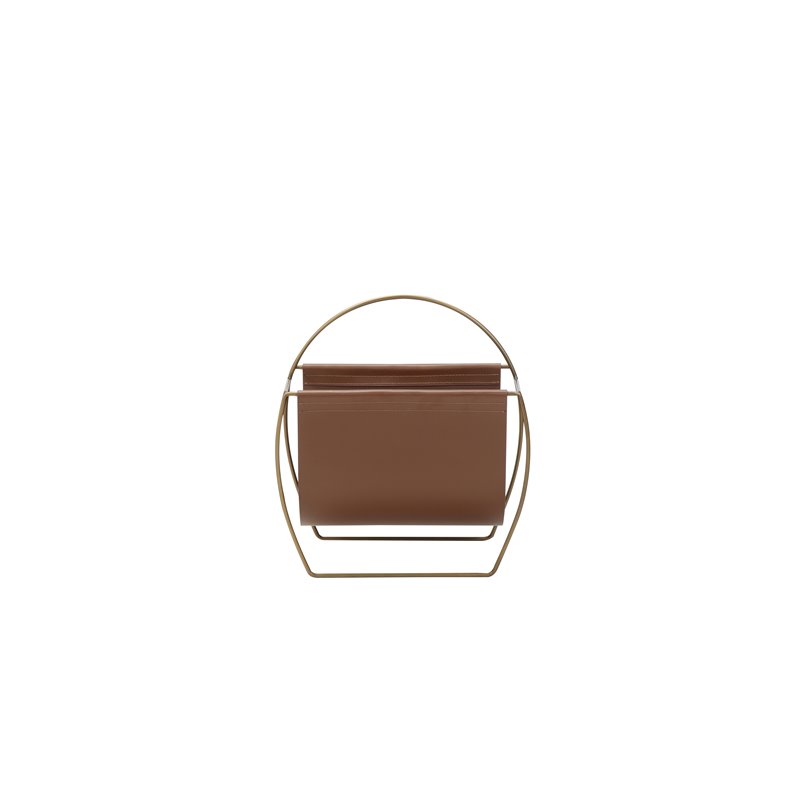 Pangea Home Blake Metal Magazine Rack in Brown