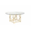 Pangea Home Edward Metal Round Dining Table with Glass in Polished Gold