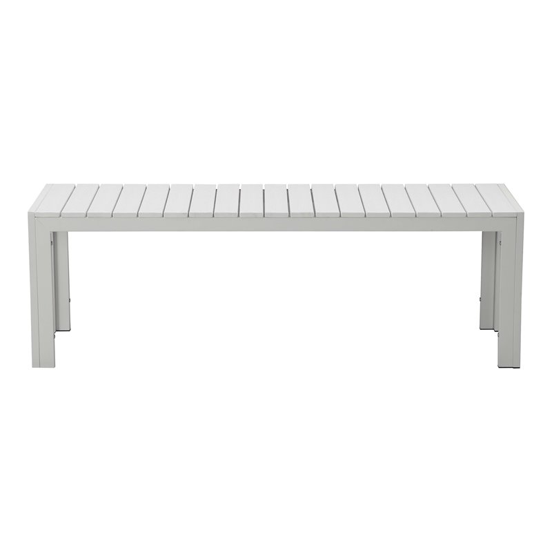 Pangea Home Breeze Modern Anodized Aluminum Frame Outdoor Bench in White