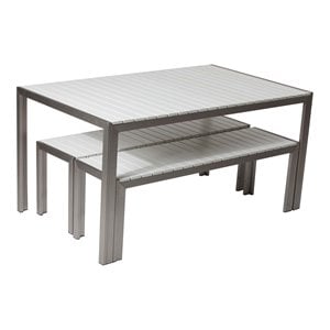 Pangea Home Breeze 3-piece Aluminum Frame Patio Dining Set in White