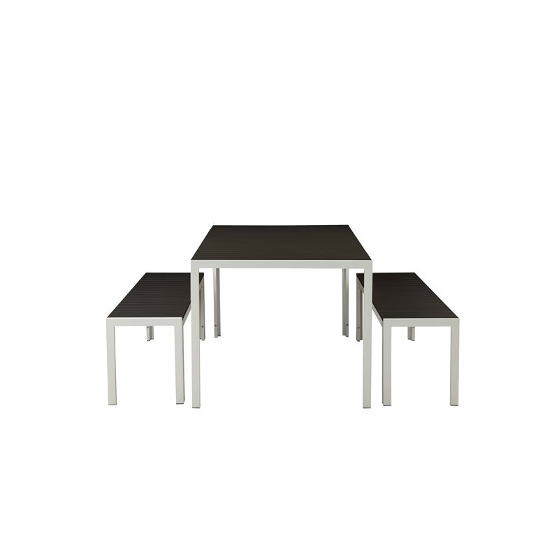 Pangea Home Breeze 3-piece Aluminum Frame Patio Dining Set in White/Black