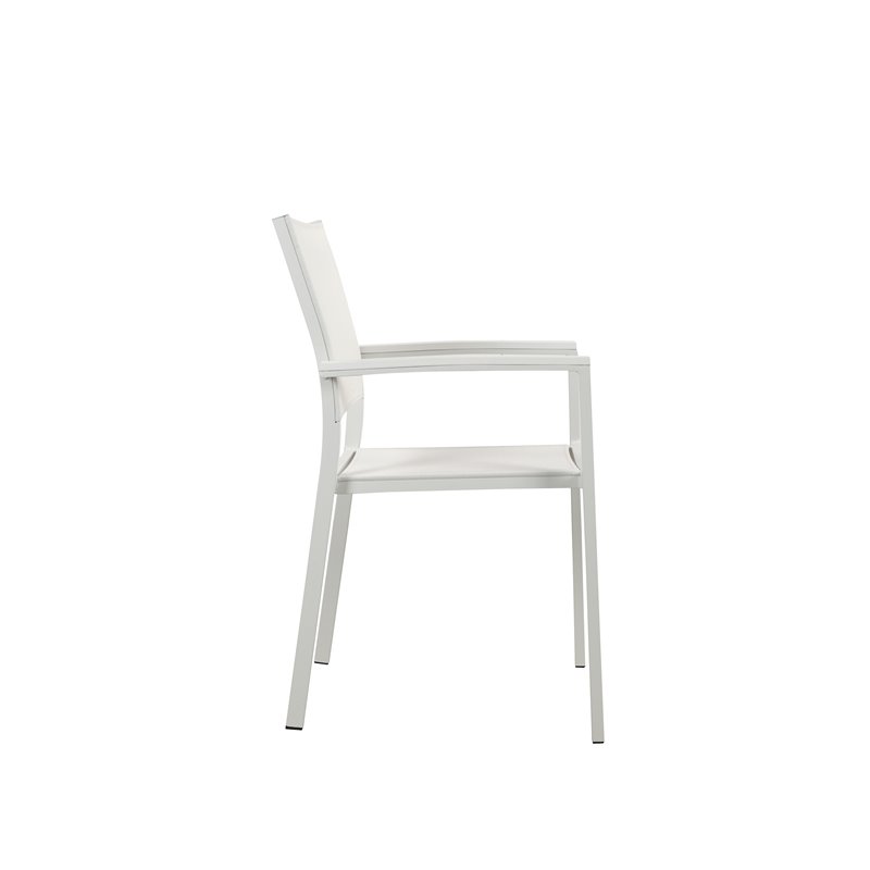 Pangea Home David Aluminum Frame Patio Dining Char in White (Set of 6)
