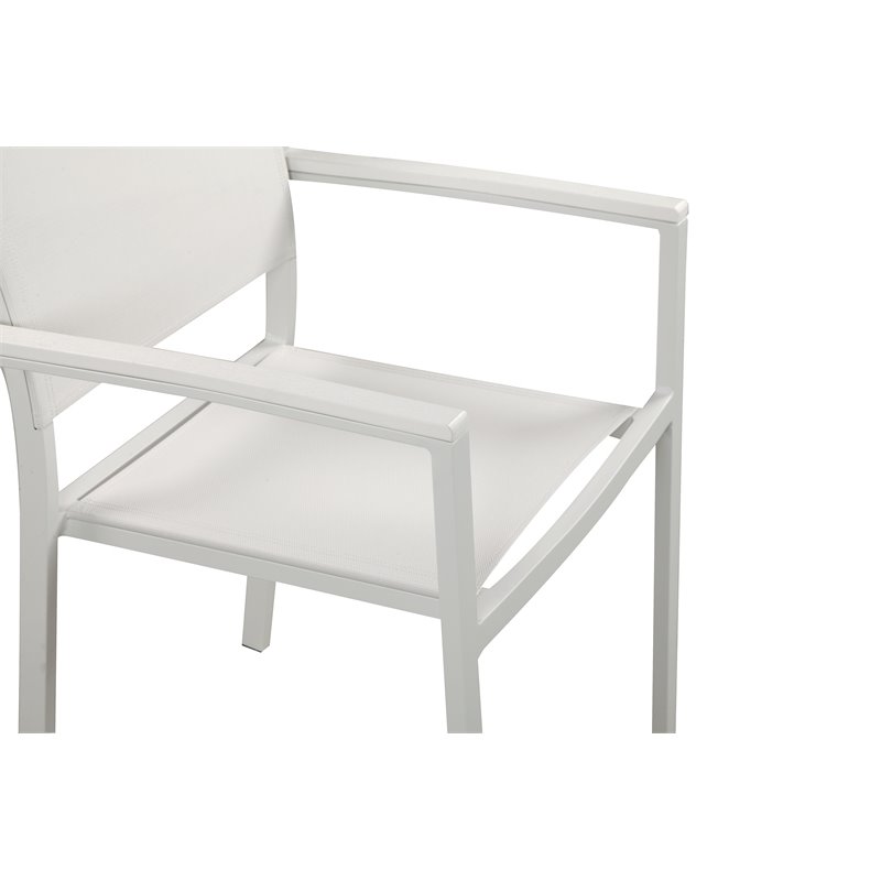 Pangea Home David Aluminum Frame Patio Dining Char in White (Set of 6)