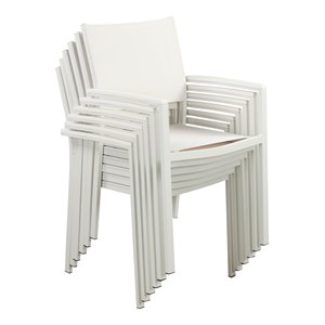 Pangea Home David Aluminum Frame Patio Dining Char in White (Set of 6)