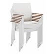 Pangea Home David Aluminum Patio Dining Char in White/Natural Teak (Set of 6)