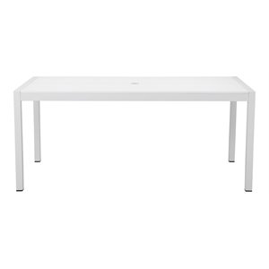 Pangea Home David 71&quot Modern Aluminum Frame Patio Dining Table in White