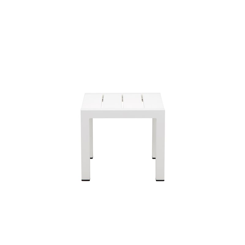 Pangea Home Breeze Modern Aluminum Patio Side Table in White Frame/Polyresin
