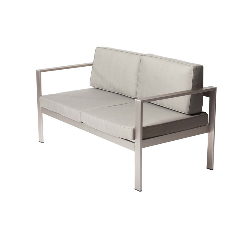 Pangea Home Karen 4-piece Aluminum Frame Outdoor Sofa Set in Gray Taupe