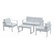 Pangea Home Karen 4-piece Modern Aluminum Frame Outdoor Sofa Set in White