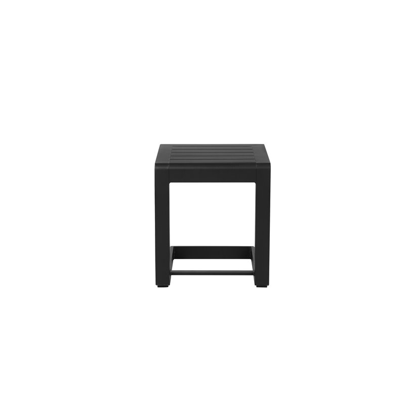 Pangea Home Leaf Modern Aluminum Patio Side Table in Powder Coated Black