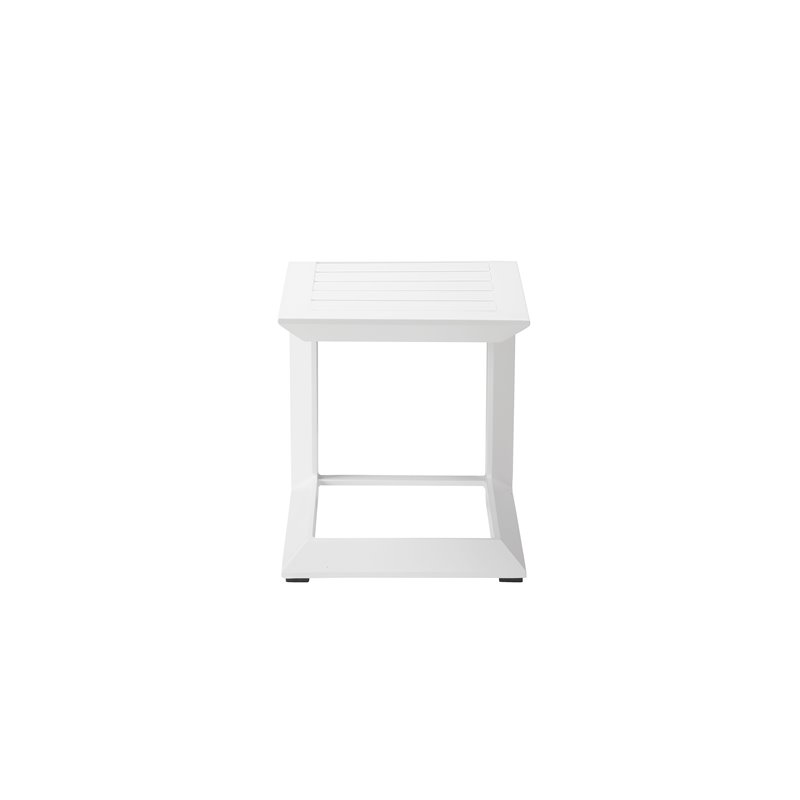Pangea Home Leaf Modern Aluminum Patio Side Table in Powder Coated White