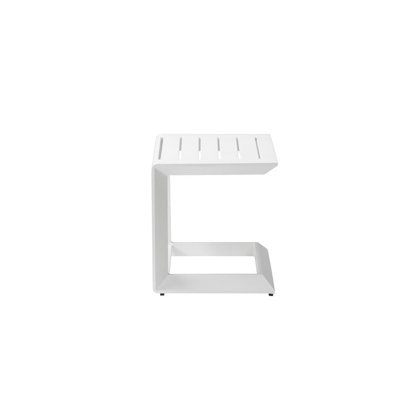 Pangea Home Leaf Modern Aluminum Patio Side Table in Powder Coated White