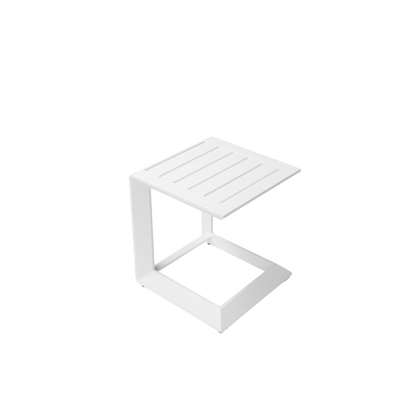 Pangea Home Leaf Modern Aluminum Patio Side Table in Powder Coated White