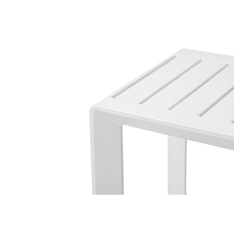 Pangea Home Leaf Modern Aluminum Patio Side Table in Powder Coated White