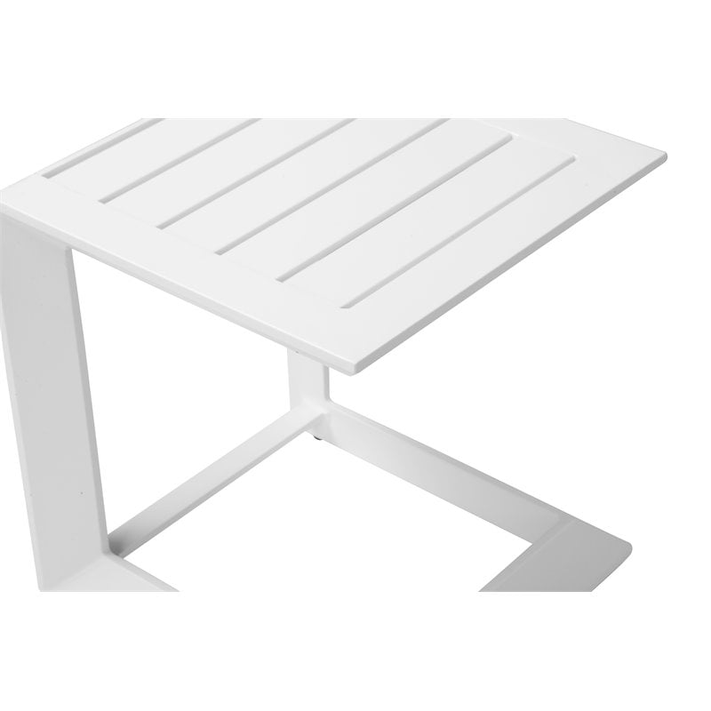 Pangea Home Leaf Modern Aluminum Patio Side Table in Powder Coated White