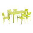 Pangea Home Miami 7-piece Modern Aluminum Frame Patio Dining Set in Green