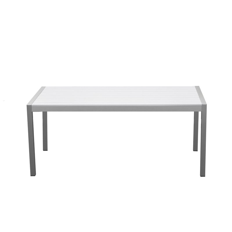 Pangea Home Breeze 7-piece Aluminum Patio Dining Set in Gray Frame/White