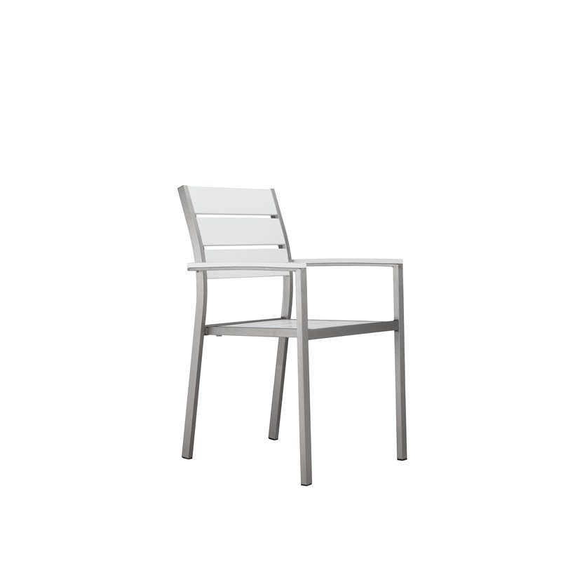 Pangea Home Breeze 7-piece Aluminum Patio Dining Set in Gray Frame/White