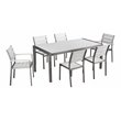 Pangea Home Breeze 7-piece Aluminum Patio Dining Set in Gray Frame/White