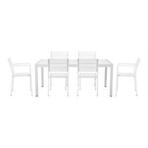 Pangea Home Breeze 7-piece Aluminum Patio Dining Set in White Frame/Polyresin