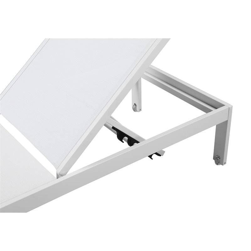 Pangea Home Sally Adjustable Height Aluminum Patio Lounger in White Textilene