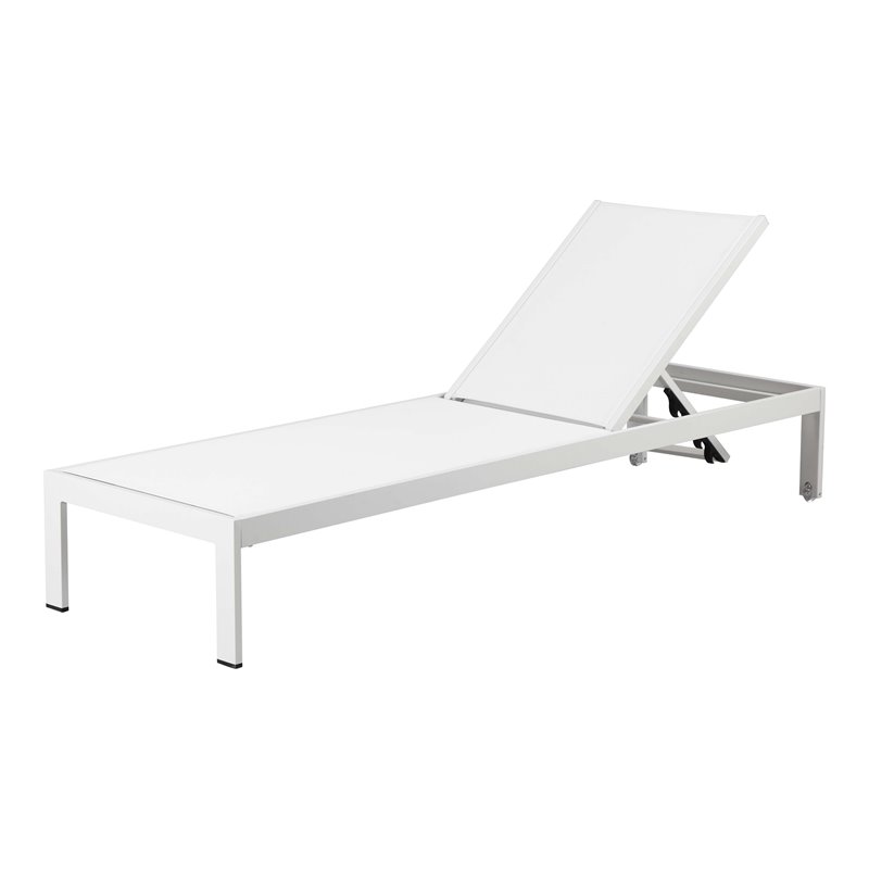 Pangea Home Sally Adjustable Height Aluminum Patio Lounger in White Textilene