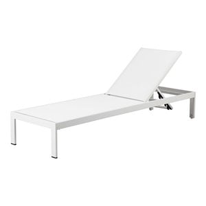 Pangea Home Sally Adjustable Height Aluminum Patio Lounger in White Textilene