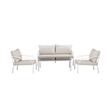 Pangea Home Palma 4-piece Modern Aluminum Frame Outdoor Sofa Set in White