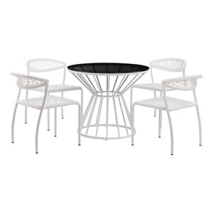 Pangea Home Rose 5-piece Modern Aluminum Frame Patio Dining Set in White