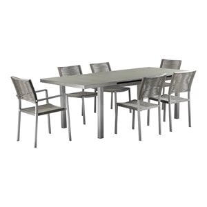 Pangea Home Bella 7-piece Aluminum Patio Dining Set with Extension Table in Gray