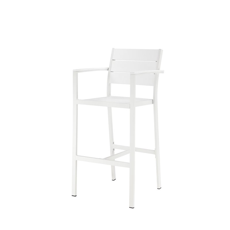 Pangea Home Breeze 7-piece Modern Aluminum Patio Bar Set in White