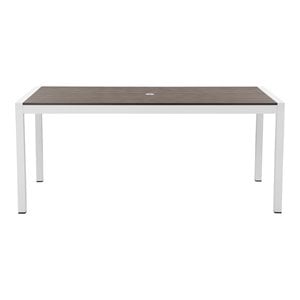 Pangea Home David 71&quot Modern Aluminum Patio Dining Table in White/Gray