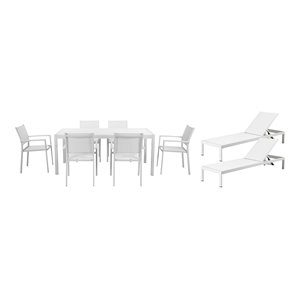 Pangea Home David 9-piece Modern Aluminum Patio Dining Set in White