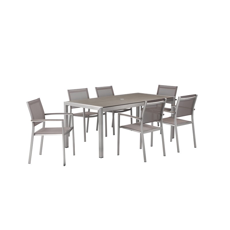 Pangea Home David 11-piece Modern Aluminum Patio Dining Set in Gray