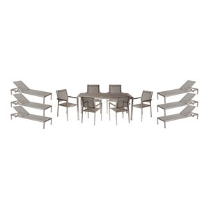 Pangea Home David 13-piece Modern Aluminum Patio Dining Set in Gray