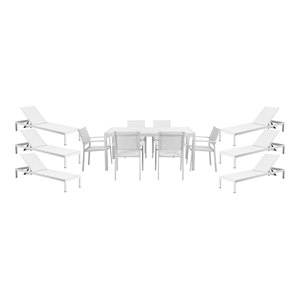 Pangea Home David 13-piece Aluminum Patio Dining Set in White