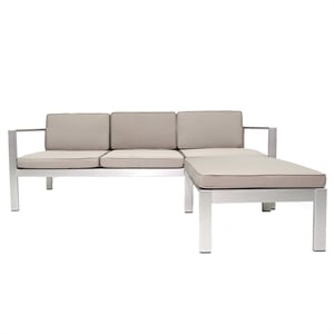 Pangea Home Karen 2-piece Aluminum Outdoor Sectional in Gray Taupe