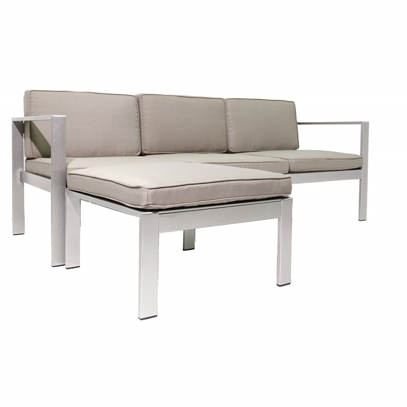 Pangea Home Karen 2-piece Aluminum Outdoor Sectional in Gray Taupe
