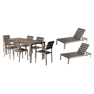 Pangea Home Roy 9-piece Modern Aluminum Patio Dining Set in Gray
