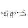 Pangea Home Roy 9-piece Modern Aluminum Patio Dining Set in White
