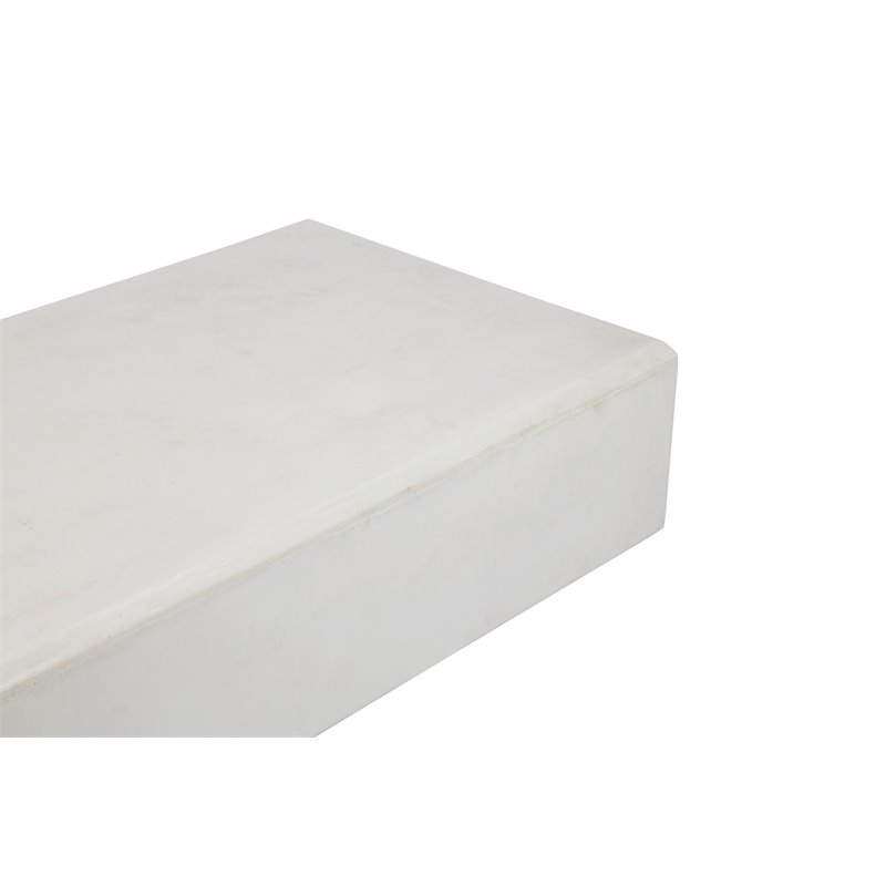 Pangea Home Mariel Rectangular Fiberglass Outdoor Coffee Table in White