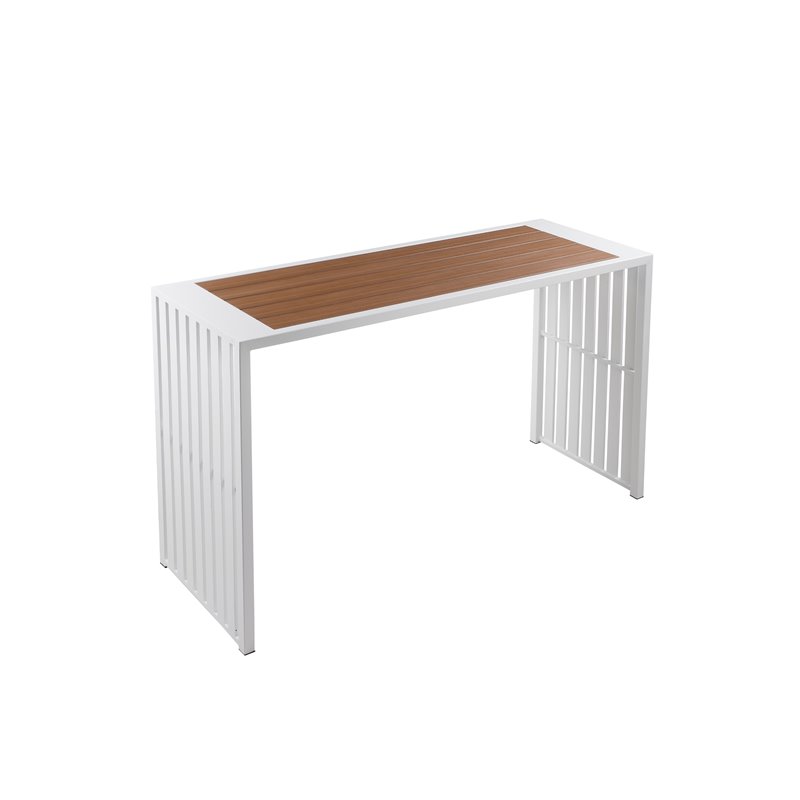 Pangea Home Milo 7-piece Modern Aluminum Patio Bar Set in White
