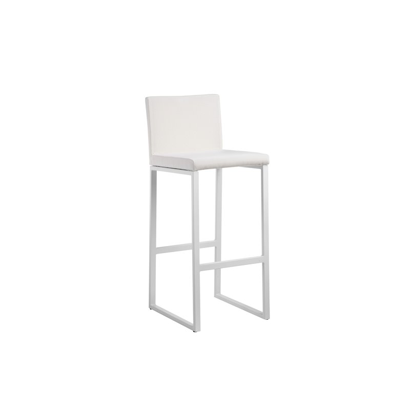 Pangea Home Milo 7-piece Modern Aluminum Patio Bar Set in White