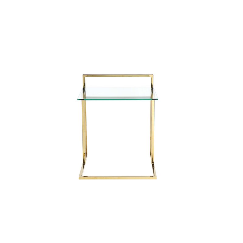 Pangea Home Helen Modern Glass & Steel Tray Table in Gold/Clear