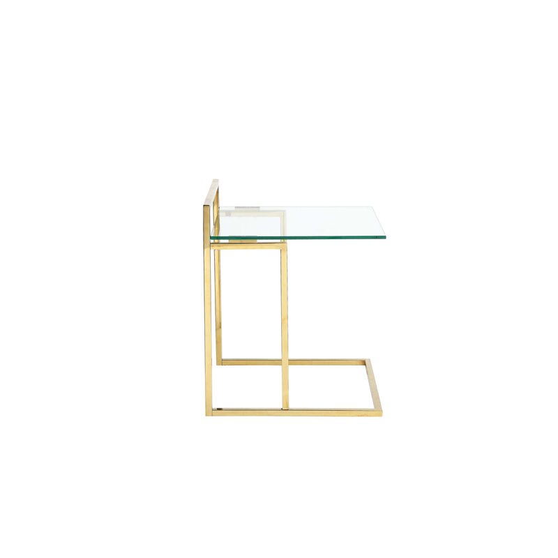 Pangea Home Helen Modern Glass & Steel Tray Table in Gold/Clear