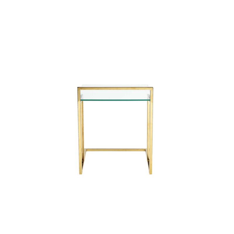 Pangea Home Helen Modern Glass & Steel Tray Table in Gold/Clear