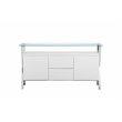 Pangea Home Beverly Modern Wood Veneer & High Polished Steel Buffet in White
