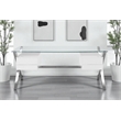 Pangea Home Beverly Large Modern Tempered Glass & Lacquer Wood Desk in White