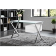 Pangea Home Beverly Small Modern Tempered Glass & Lacquer Wood Desk in White
