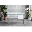 Pangea Home Beverly Small Modern Tempered Glass & Lacquer Wood Desk in White
